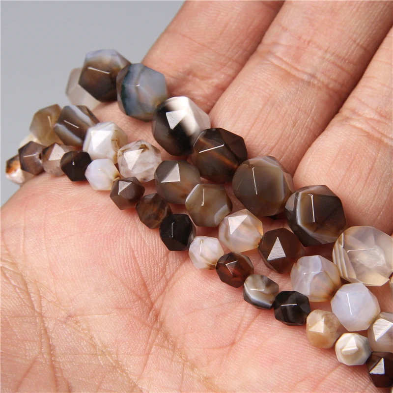 6 8 10MM 100% Natural aceted Botswana Agates Stone Loose Spacer Beads DIY Bracelet Necklace Charms for Jewelry Making Wholesale