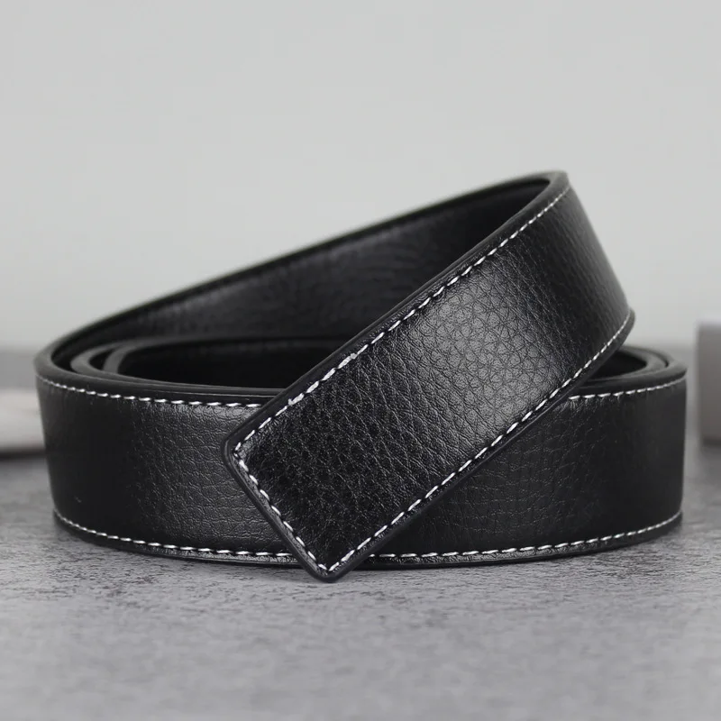 New Luxury Brand Belts for Men High Quality Pin Buckle Male Strap Genuine Leather Waistband Ceinture Men\'s No Buckle 3.3cm Belt