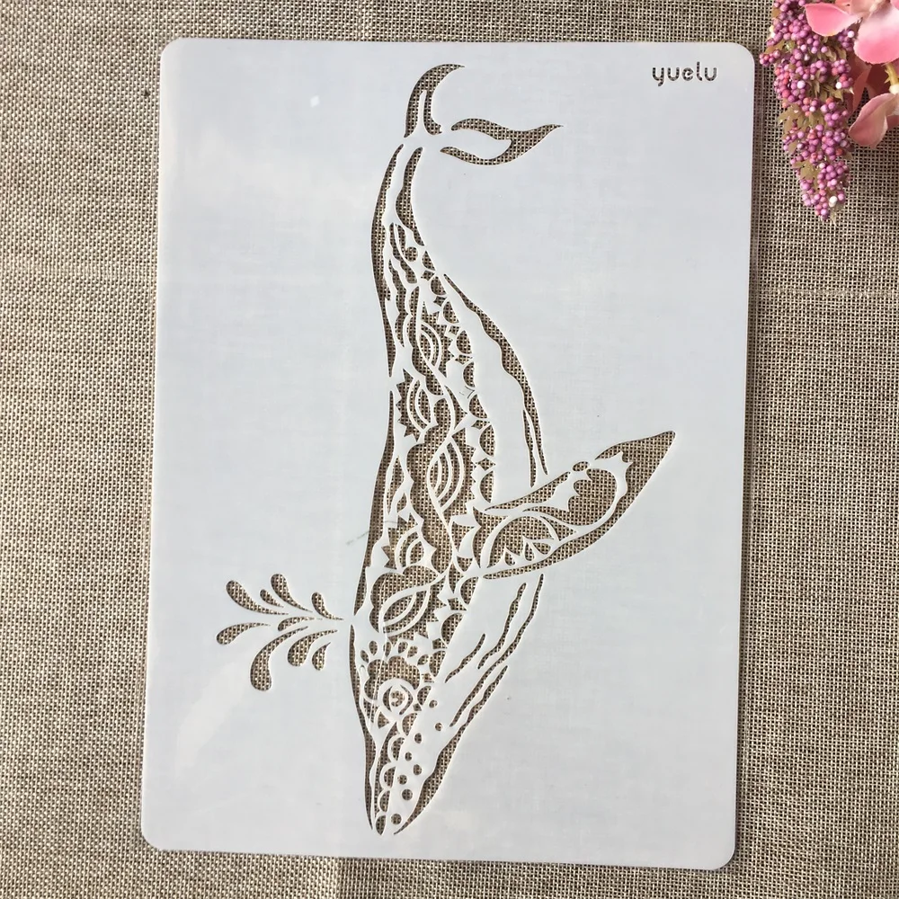 A4 29x21cm Hand Draw Whale Water Spray DIY Layering Stencils Painting Scrapbook Coloring Embossing Album Decorative Template