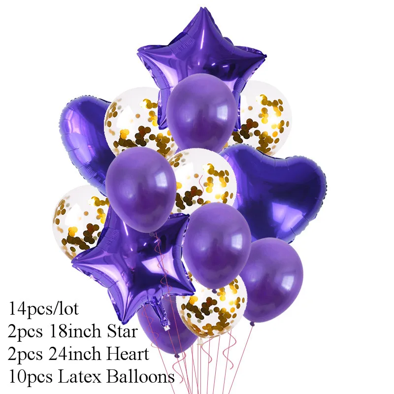 14/20pcs Multi Confetti Heart Star Foil Balloon Baby Shower Happy Birthday Party Helium Ballons Wedding Anniversary Decor Globos image 3