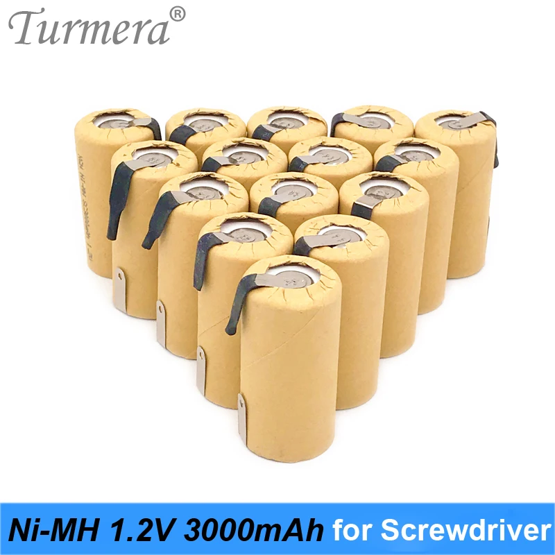Turmera ni-mh 1.2 فولت بطارية 3000 مللي أمبير SC3000 لحام ل مفك بطارية روبوت مكنسة كهربائية 1.2 فولت ni-mh بطارية قابلة للشحن