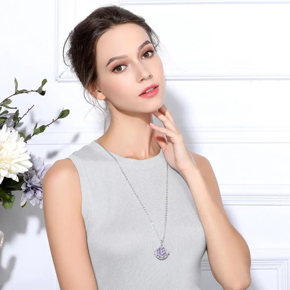 Eudora 20mm Unique Harmony Pregnancy Ball Necklace Pregnancy Bola  Ball pendant with lotus Flower Cage New Jewelry with Box K387