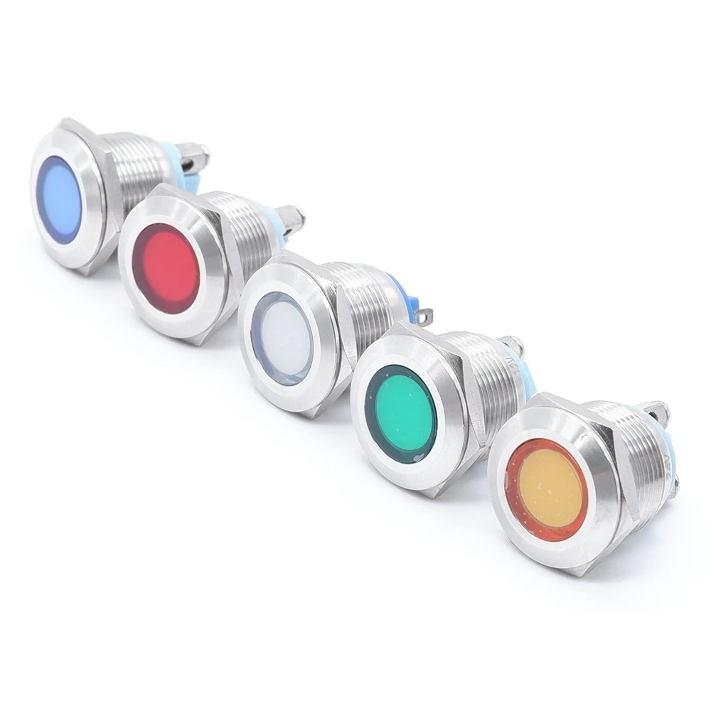 19mm Indicator Light Panel Pilot Signal Lamp Mount LED Power highlight 3V 5V 6V12V 24V 110V 220V Red Yellow Blue Green White