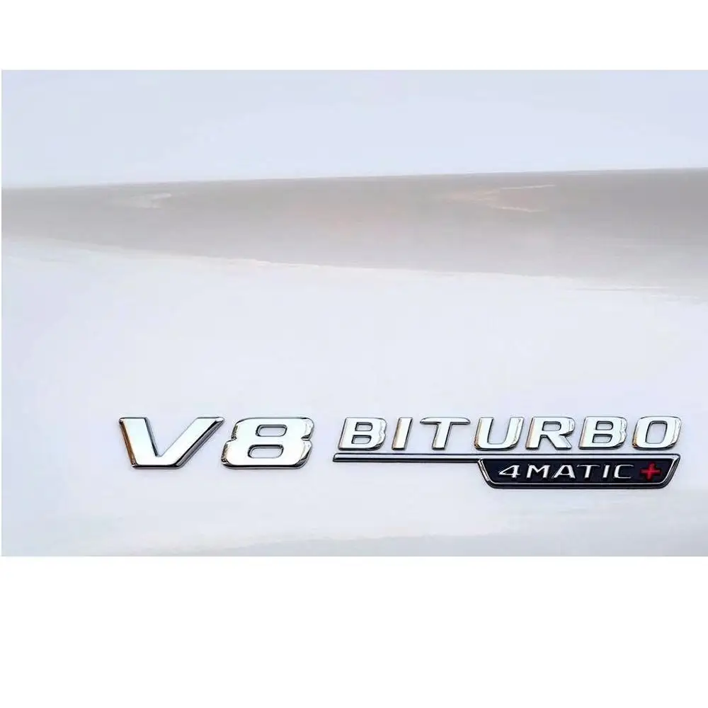 1 Pair Chrome Black Red Fender Letters V8 BITURBO 4MATIC+ Emblems For Mercedes Benz E63 C63 CLS63 GLS63 S63 GLE63 GLC63 S AMG