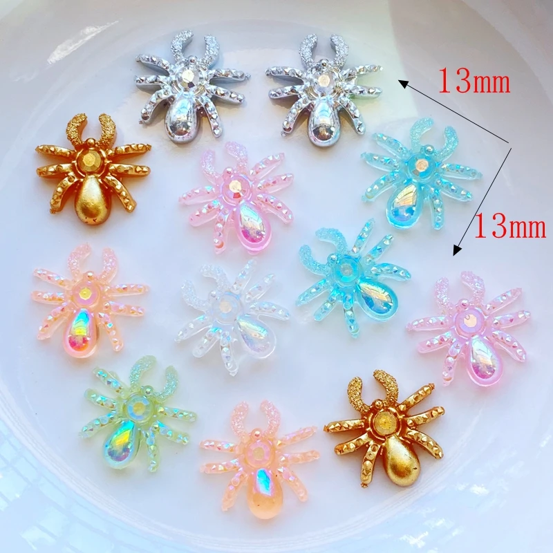 50 Buah Baru Lucu Resin Mini Kecil Laba-laba Datar Kembali Cabochon Buku Tempel Kawaii DIY Hiasan Aksesoris