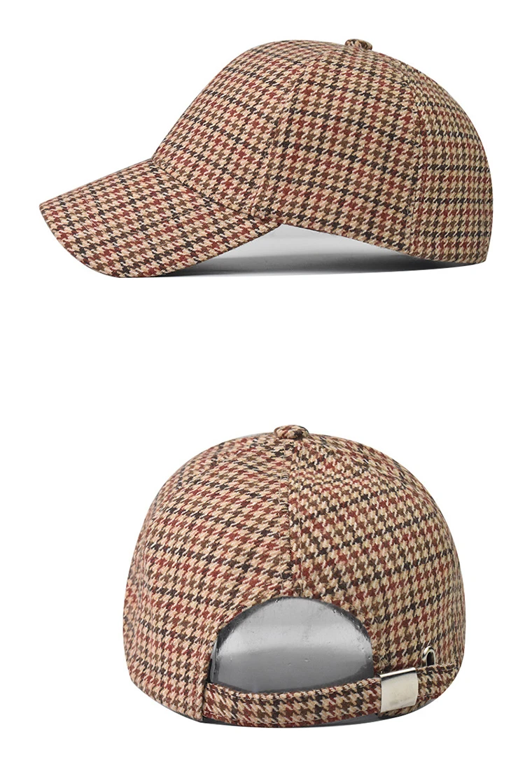 FS Luxury Houndstooth Baseball Caps For Men Brand Women Brown Plaid Designer Hat High Quality Cotton Trucker Cap Casquette Homme
