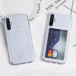 Fashion Credit Card Holder Transparent Case for Samsung Galaxy S24 Ultra S23 FE S22 Plus A12 A32 A52 A13 A23 A33 A53 TPU Cover