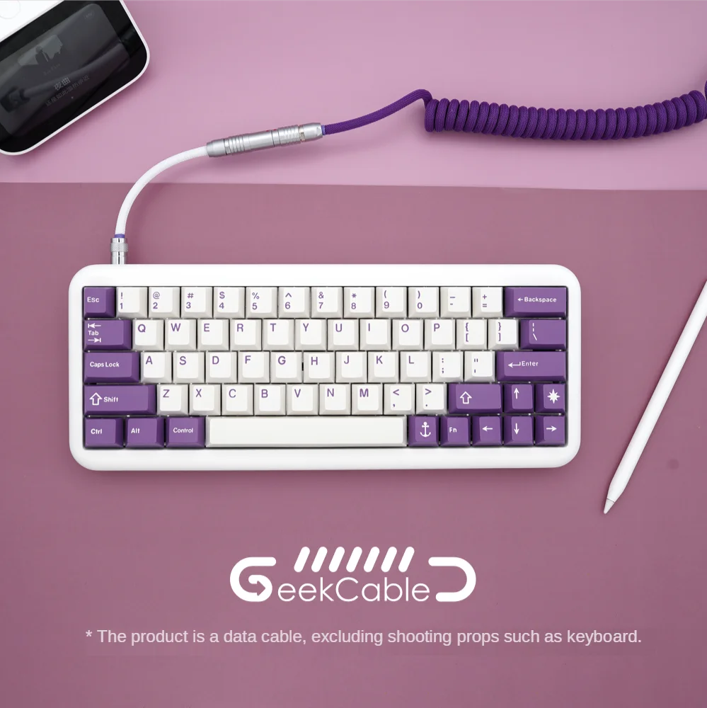 

GeekCable Manual Customized Mechanical Keyboard Data Cable GMK Theme SP Keycap Line Milk Purple Type-C Mini-USB Micro-USB PH/XH