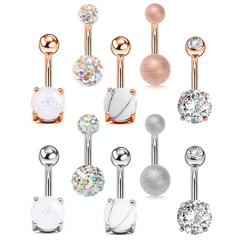 5/6/7/8/9/10Pcs/Set Surgical Steel Piercings  Navel Piercings Belly Button Piercing Dangle Earrings Belly Bar Sexy Body Jewelry