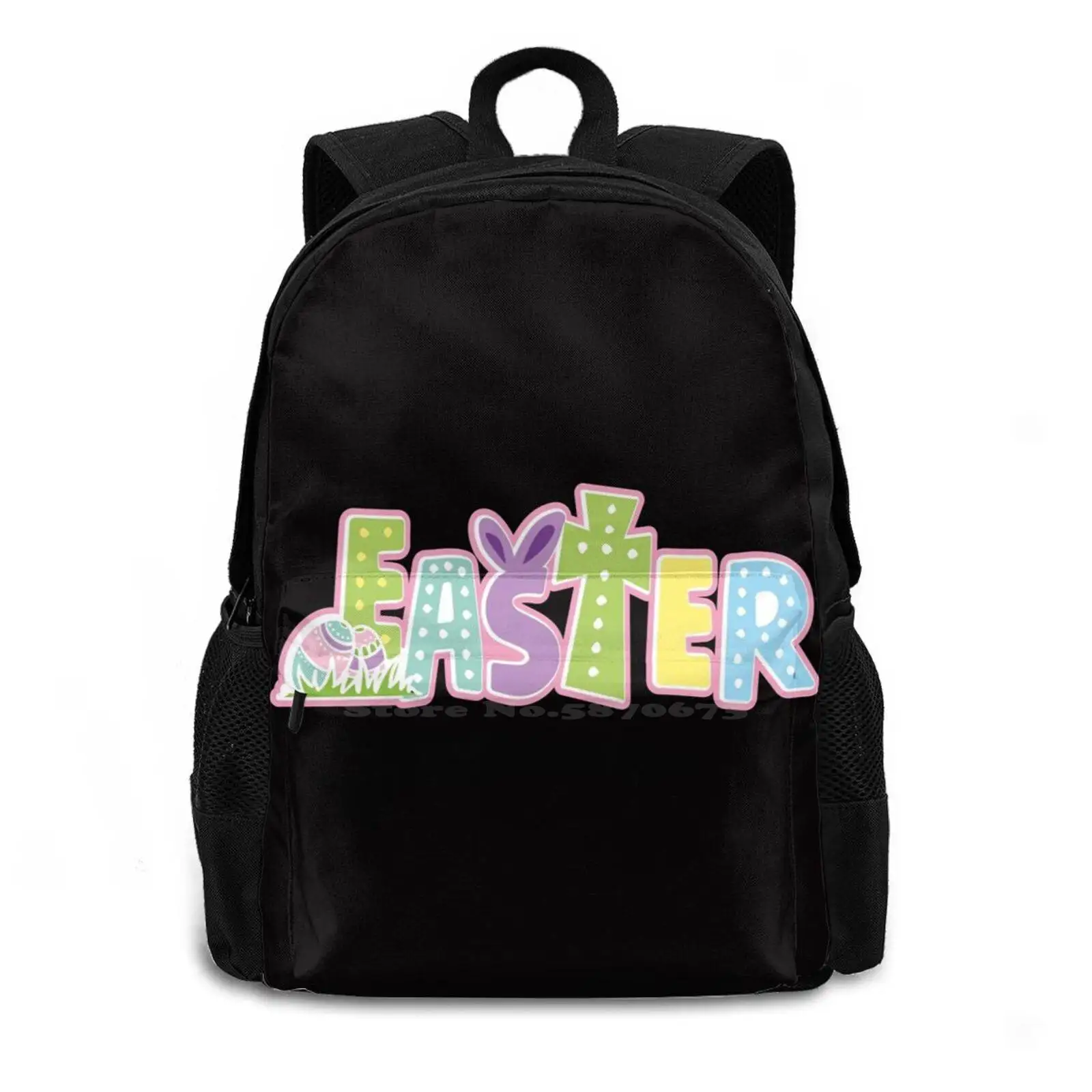 Happy Easter School Bags Travel Laptop Backpack Happy Easter Easter Eggs Sweet Emotion Jelly Bean Sweet But Psycho Heart Candy