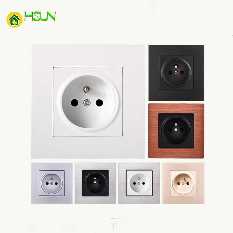 

French European socket 16A standard socket 86Type Socket panel Wall Power Supply Socket Stainless steel black Glass gold silver