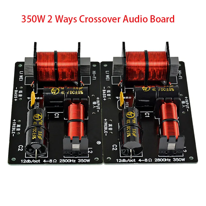 

2pcs 350W 2 Ways Crossover Audio Board Tweeter Bass Speaker Frequency Divider 2 Unit For 4-8Ohm DIY Speaker Filter 2800HZ