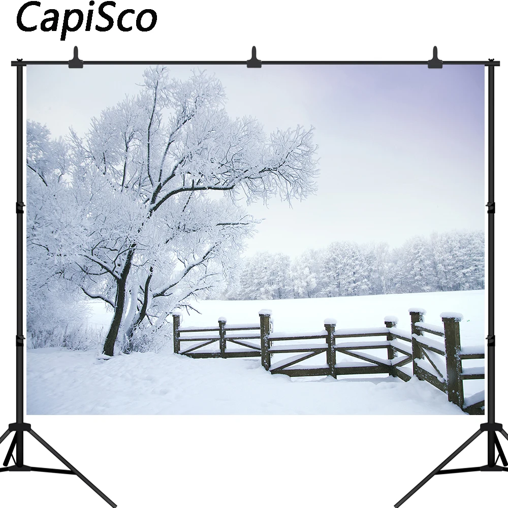 

Capisco Winter Backdrops Heavy Snow forest Wooden Fence Children Portrait Scenic Photo Backgrounds Photocall Photo Studio