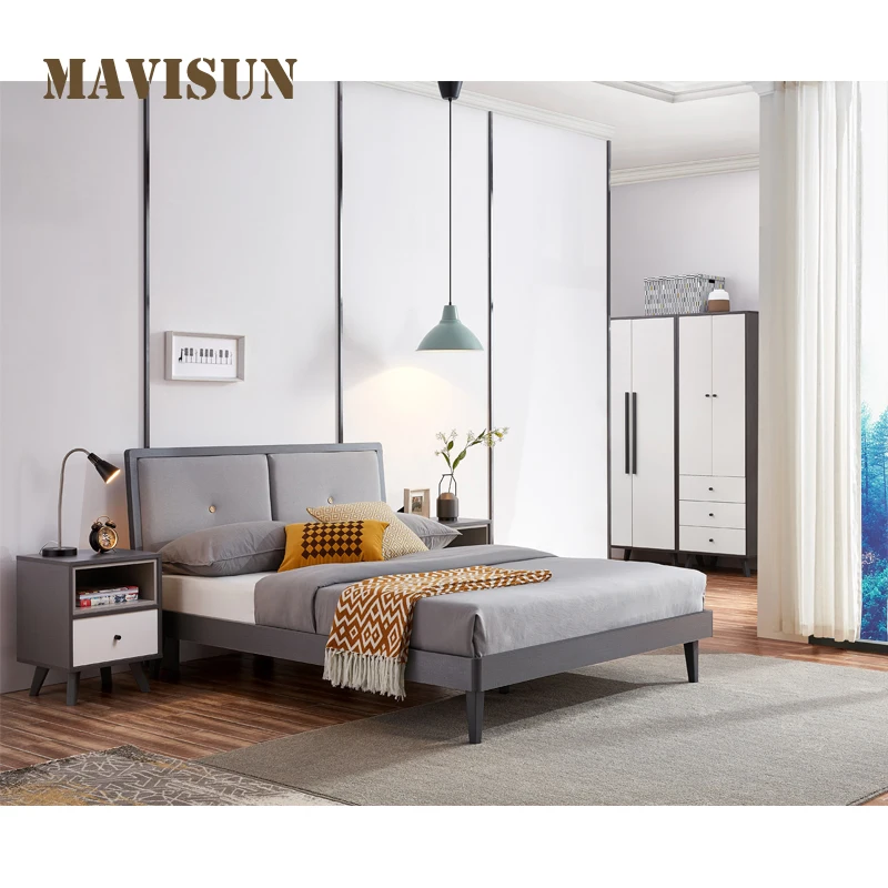 Estilo simples europeu de madeira maciça 1.2m cama nordic pequeno apartamento quarto duplo cama luz luxo mobiliário doméstico conjunto