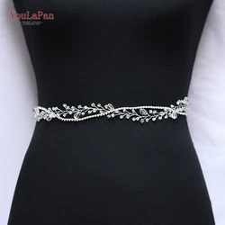 YouLaPan SH93 Pha Lê Trong Suốt Cô Dâu Thắt Lưng Mỏng Cô Dâu Dây Kim Cương Giả Cô Dâu Đai Phụ Kiện Dây Cho ĐẦM CƯỚI Phụ Kiện