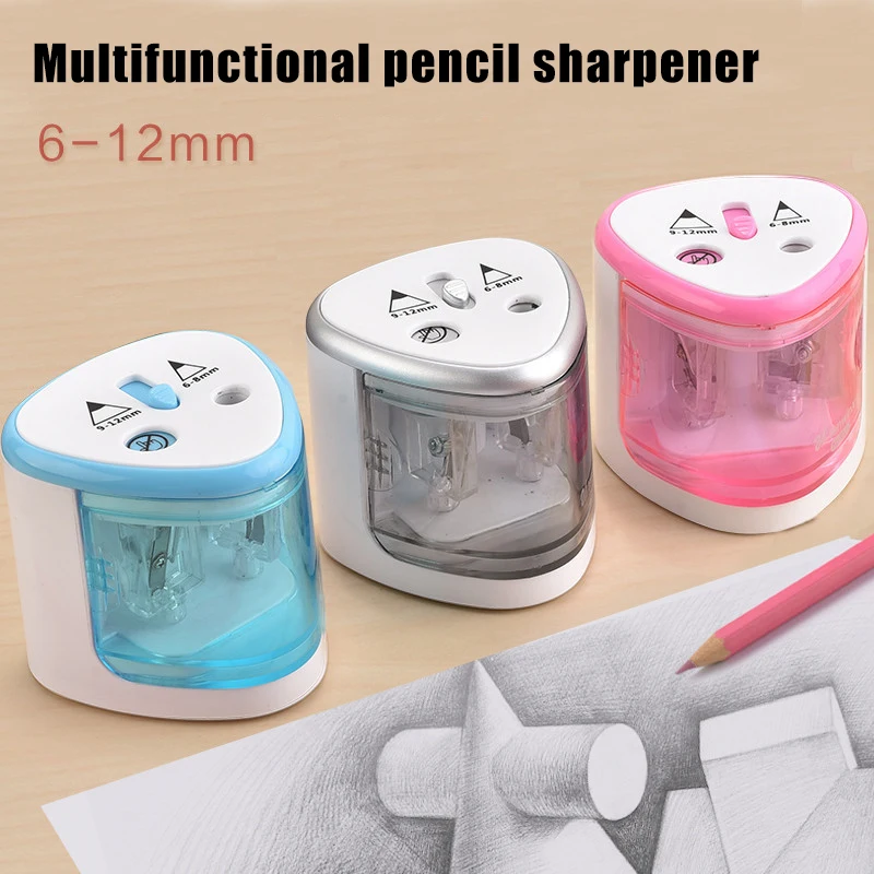 New Hot Electric Pencil Sharpener Portable Double Hole for Student Classroom Home Office SMR88