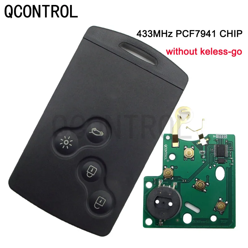 QCONTROL 4 Buttons Car Remote  Key Suit for Renault Koleos 433MHz PCF7941 Chip without keyless-go