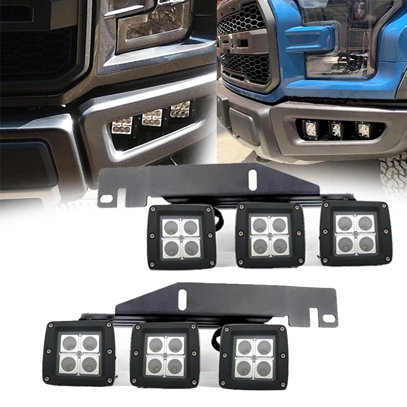 

6pcs Front Bumper 20W High Power LED Fog Light Hold Stand Bracket For 2017 2018 2019 2020 FORD F150 SVT Raptor Truck