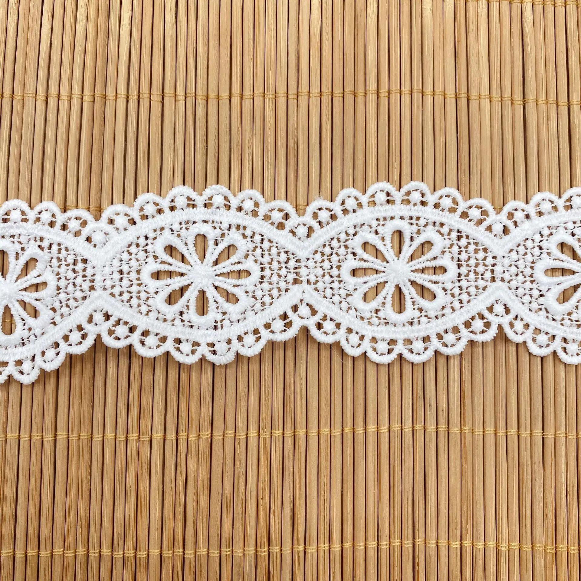 

3Yards/lot Beautiful Hollow Bilateral Milk Silk Lace Ribbon Trim DIY Embroidered For Sewing Decoration