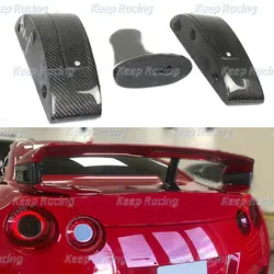 日産r35,gtr,光沢仕上げ,GT-R用のカーボンファイバー反射スポイラー,トランクライト,リアリッド,高いスタンド