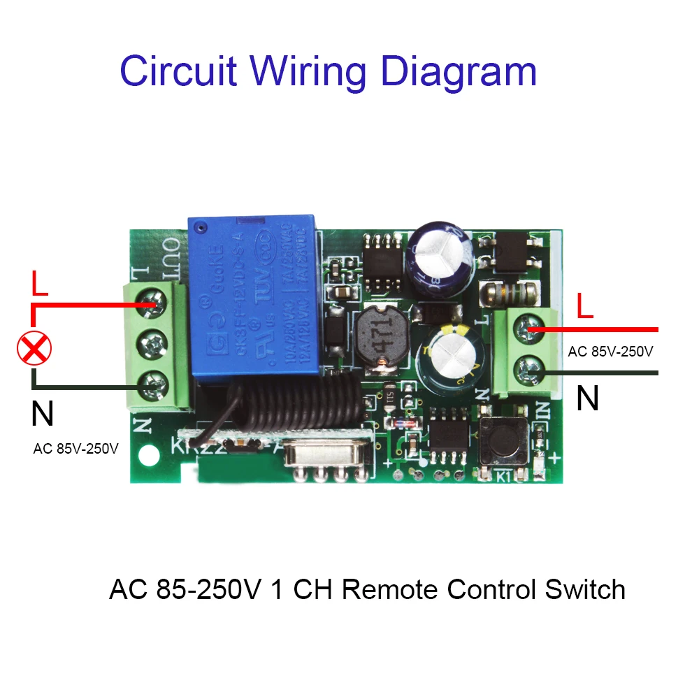 Rubrum 433MHz AC 110V 220V Lamp Smart Home Wireless RF Remote Control Switch Receiver ON/OFF Transmitter For Light Bulb Control