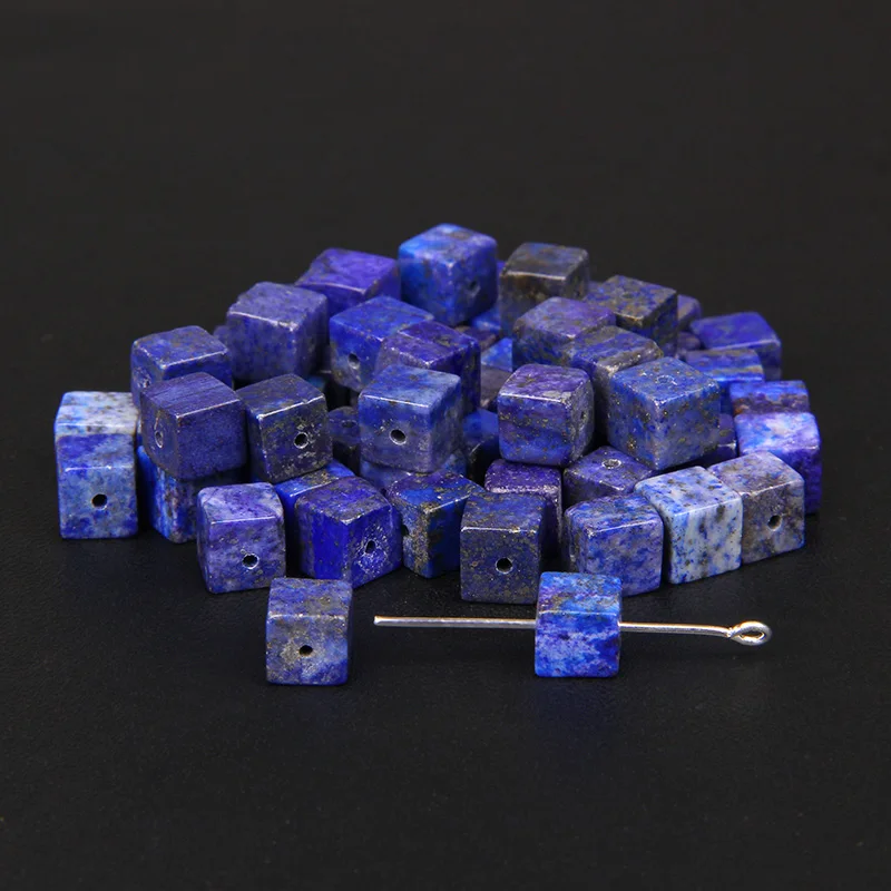 Lapis lazuli 4/6/8mm cubo quadrado contas de pedra natural ágata solta espaçador contas para fazer jóias diy colar brincos pulseira