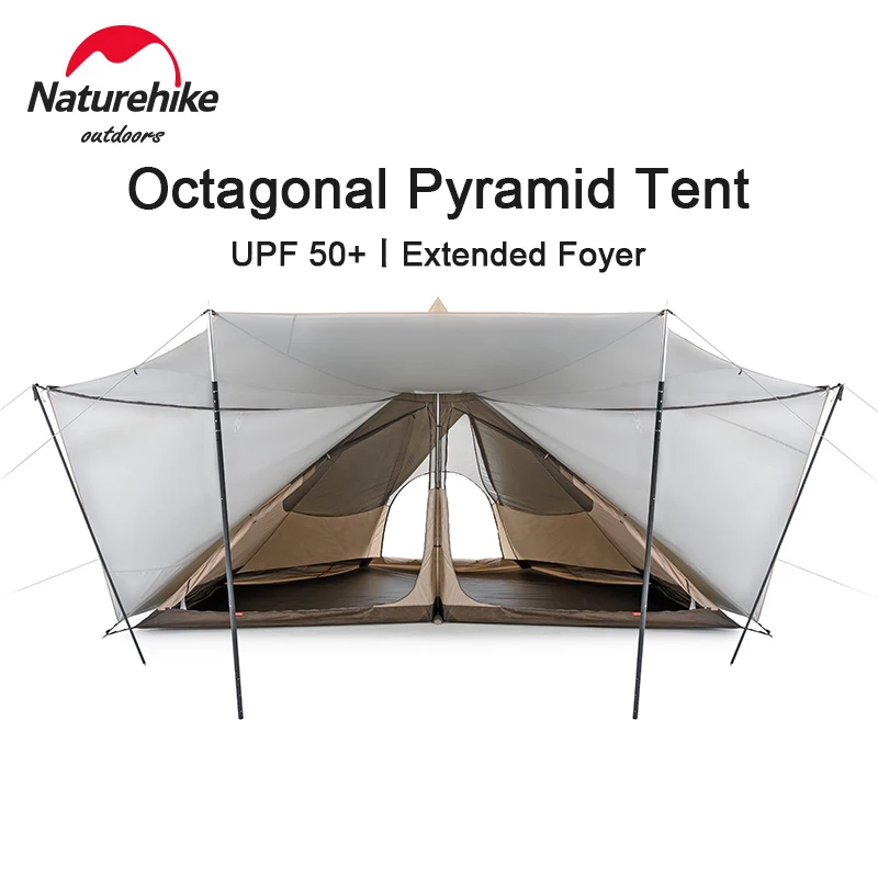 Naturehike Octagonal Pyramid Tent 5-8 People Large Space 150D Waterproof Sunscreen Outdoor Travel Camping Tent With Main Hall