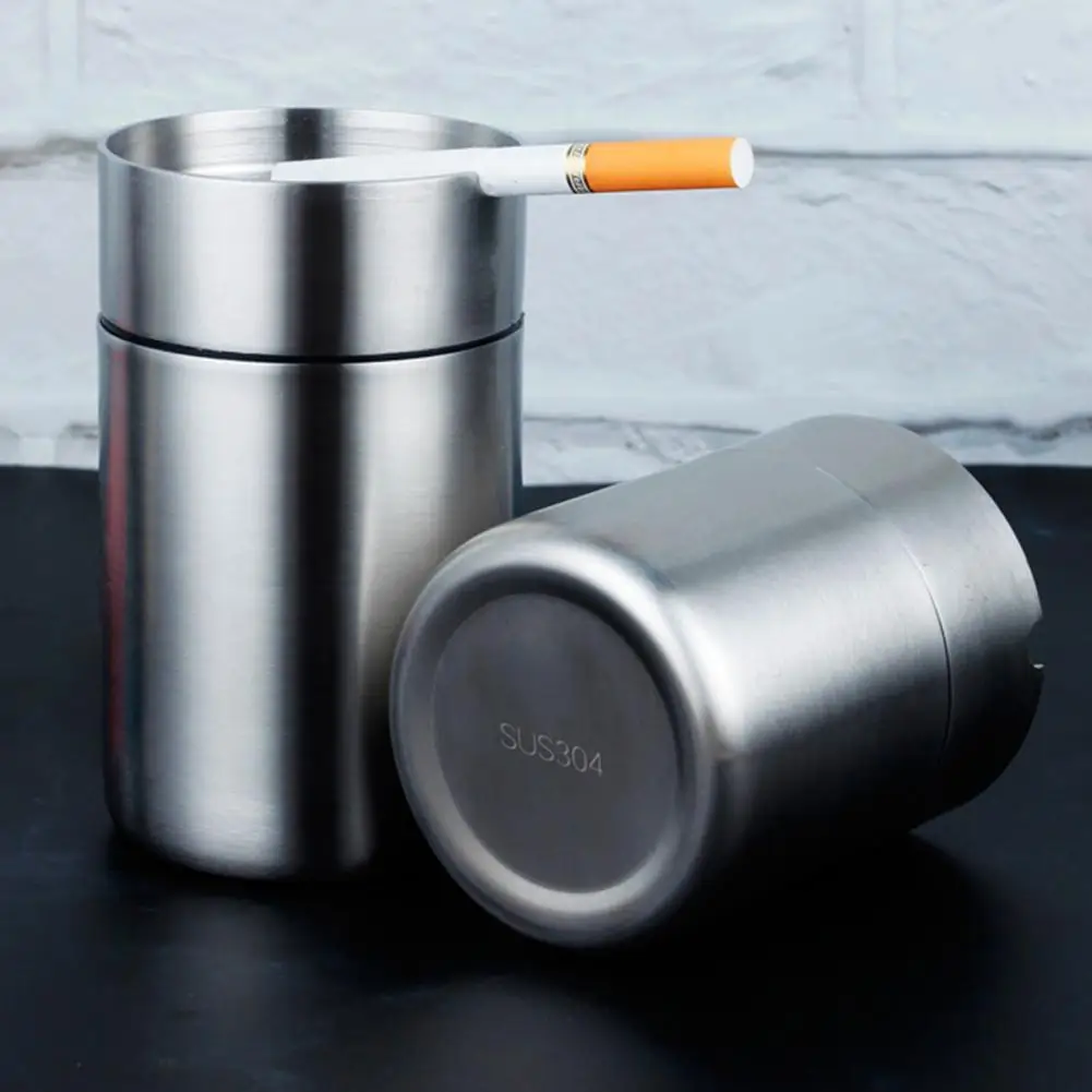 Large Capacity with U-shaped Notches Stainless Steel Standing Ashtray for Restaurant