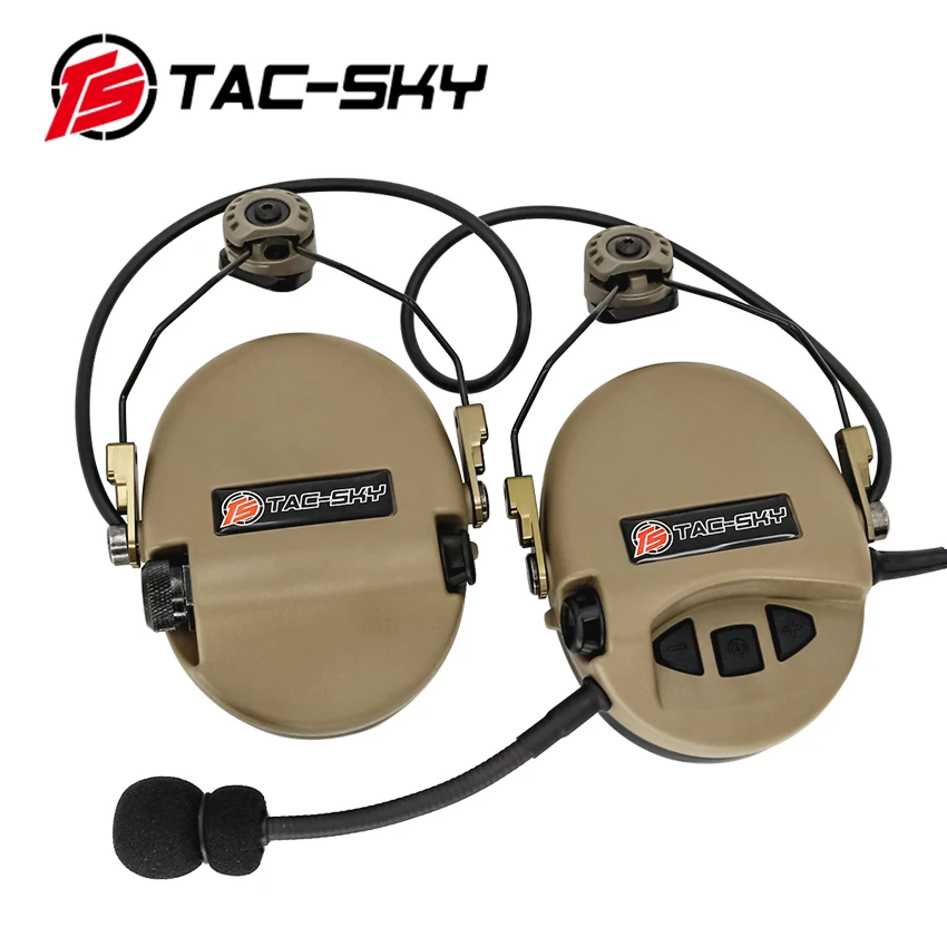 TAC-SKY Helmet Mount ARC Track Mount Version Silicone Ear Pads Tactical Hunting Noise Reduction Pickup TCI LIBERATOR II Headset