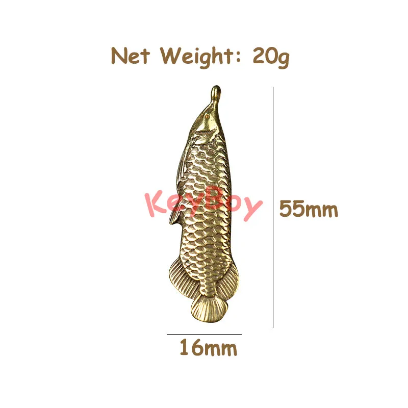 Pure Copper Retro Lucky Fish Pendant Hanging Jewelry Handmade Brass Fish Key Chains Charms Car Keychains Pendants for Necklace