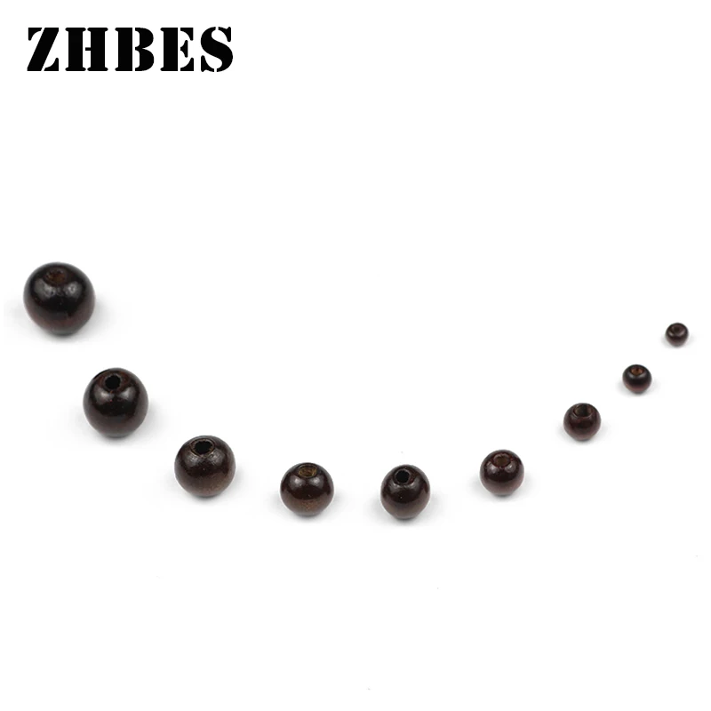 5-20MM Natural Wooden Ecofriendly Round Dark Brown Wood Beads Spacers Loose Beads For Jewelry Making DIY Bracelet Accessories