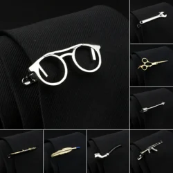 Men's Tie Clips 28 Designs Option Car Saxophone Glasses Feather Shape Metal Tie Clip Design Tie Pins Wholesale Retail Arrow Clip