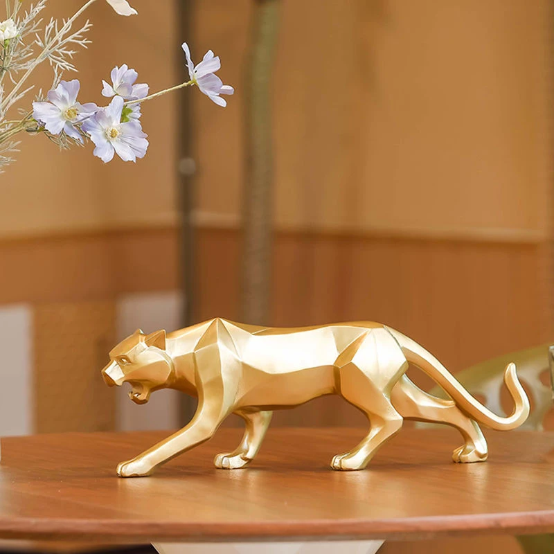 

Homhi Leopard Panther Statue Animal Figurine Resin Abstract Sculpture Home Room Decoration Accessories Gold Ornament HBJ-042