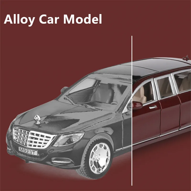 1:24 Maybach S600 Alloy Car Model Diecasts Metal Toy Vehicles Car Model High Simulation Sound and Light Collection Kids Toy Gift