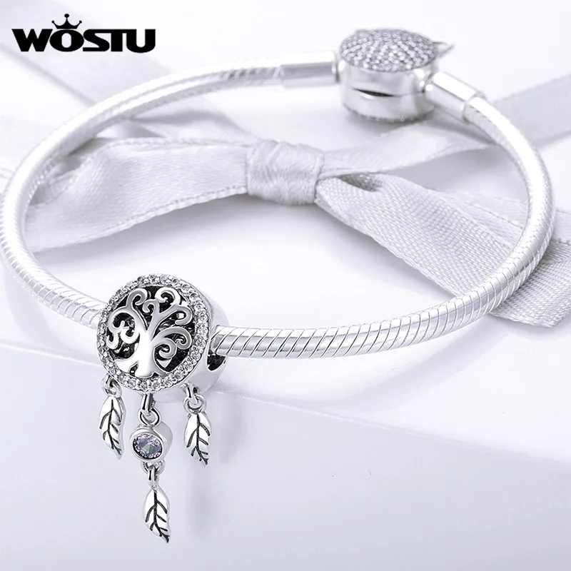 WOSTU Family Heart Copper Charm High heels Pendant Bee Boy & Girl Charm Dangle Beads Fit Original Bracelets For Women Jewelry image 3
