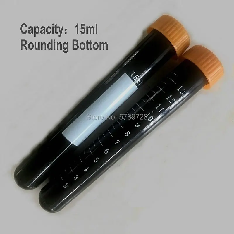 100pcs 15ml Plastic Brown Centrifuge Test Tube Screw Cap Cone or Round Bottom with Scale Line Lab Analysis Sample Test Tube