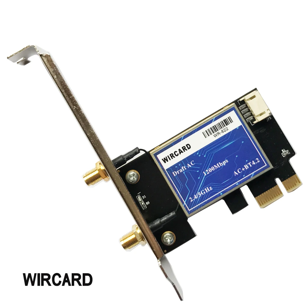 WIRCARD WR-822 デスクトップ wifi PCI-E アダプター 1200Mbps デュアルバンド 2.4G/5GHz RTL8822BE BT4.2 win7 win10 用