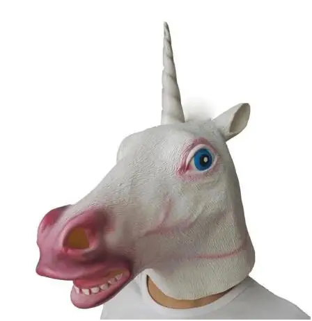 Horse Unicorn Animal Head Mask Creepy Halloween Costume Theater Prop Novelty Party Masks Latex Donkey Zebra Horse Head Mask