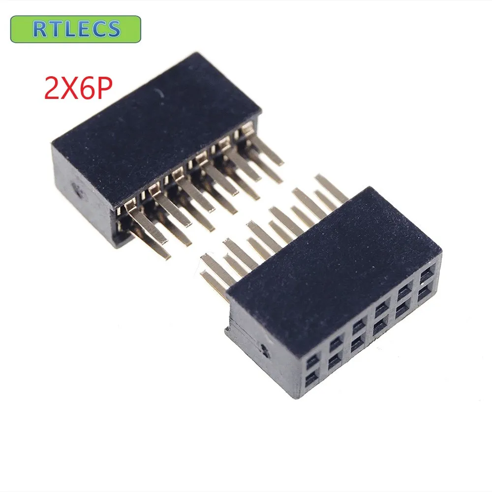 

1000pcs 2x6 P 12 pin 1.27mm Pitch Pin Header Female dual row straight through hole DIP Rohs Lead free