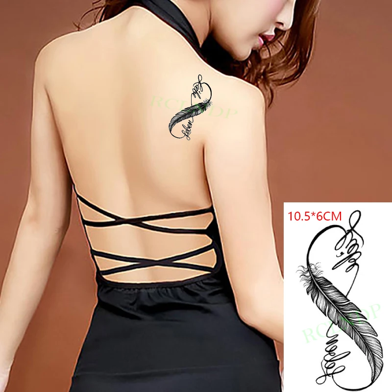 Waterproof Temporary Tattoo Sticker Feather Letter Eight Pattern Body Art Tatto Flash Tatoo Fake Tattoos for Girl Women Men