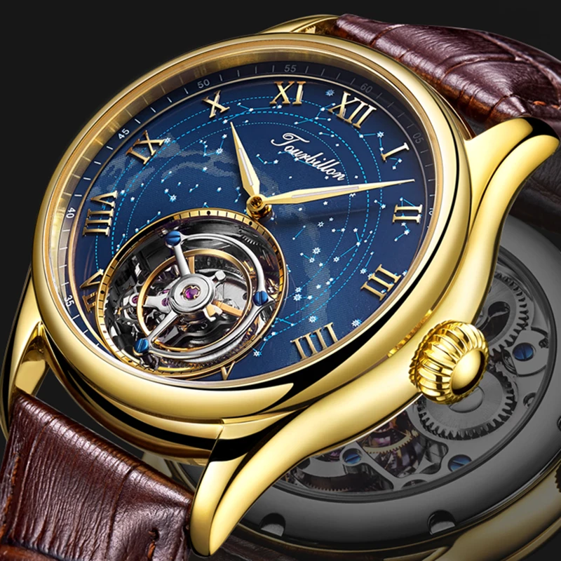 AESOP Flying Tourbillon Brand Luxury Mechanical Watches Male Rotary Skeleton Watch For Men Male Clocks Show Relogio Masculino