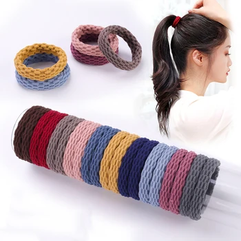 10PCS Frauen Mädchen Einfache Grundlegende Elastische Haarbänder Krawatten Scrunchie Pferdeschwanz Halter Gummibänder Mode Stirnband Haar Zubehör
