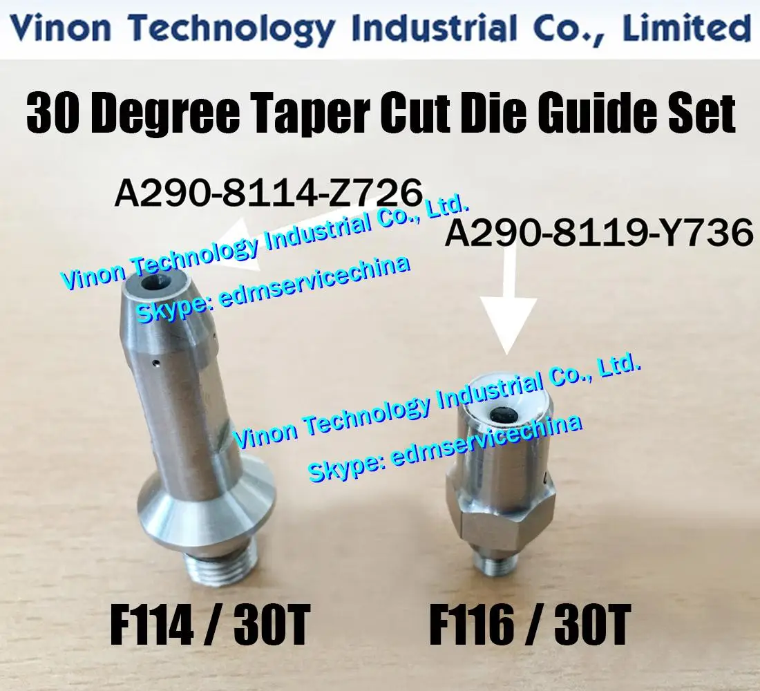 EDM Die Guide 30° Taper Set Parts Ø0.205/0.255/0.305mm F114/30T+F116/30T A290-8112-Z725, A290-8112-Z726, A290-8119-Y735, A290-81