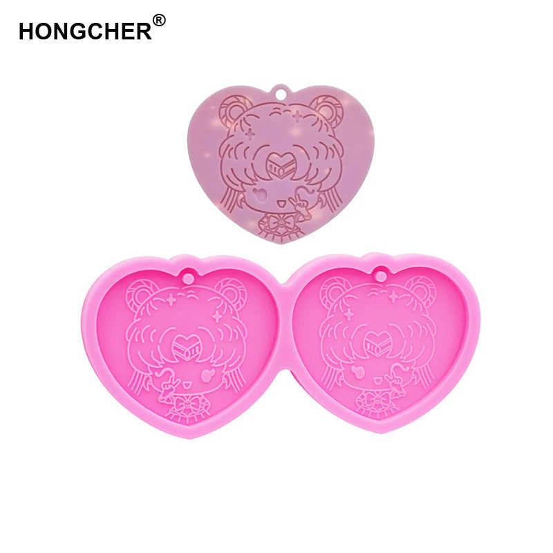 New Girl Shiny Earring Pendant Keychain Silicone Mould Painting Anime Silicone Mold Jewelry Making Polymer Clay Epoxy Molds