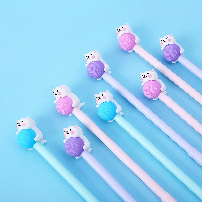 3 pcs/lot Creative Cute Cat Ball Gel Pen Signature Pen Escolar Papelaria School Office Supply Promotional Gift image 2
