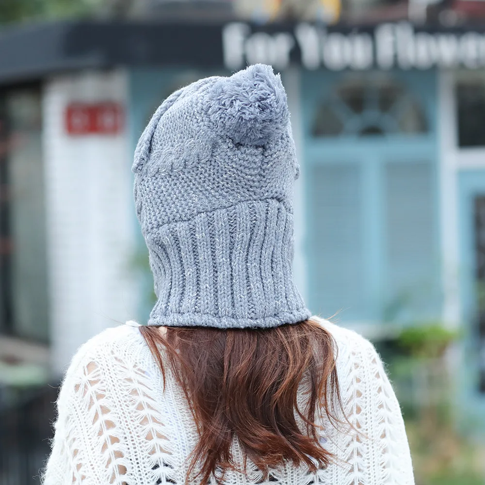 2021 Winter knitted Beanies Hats Women Thick Warm Beanie Skullies Hat Female balaclava Bonnet Beanie Caps Outdoor Riding Sets