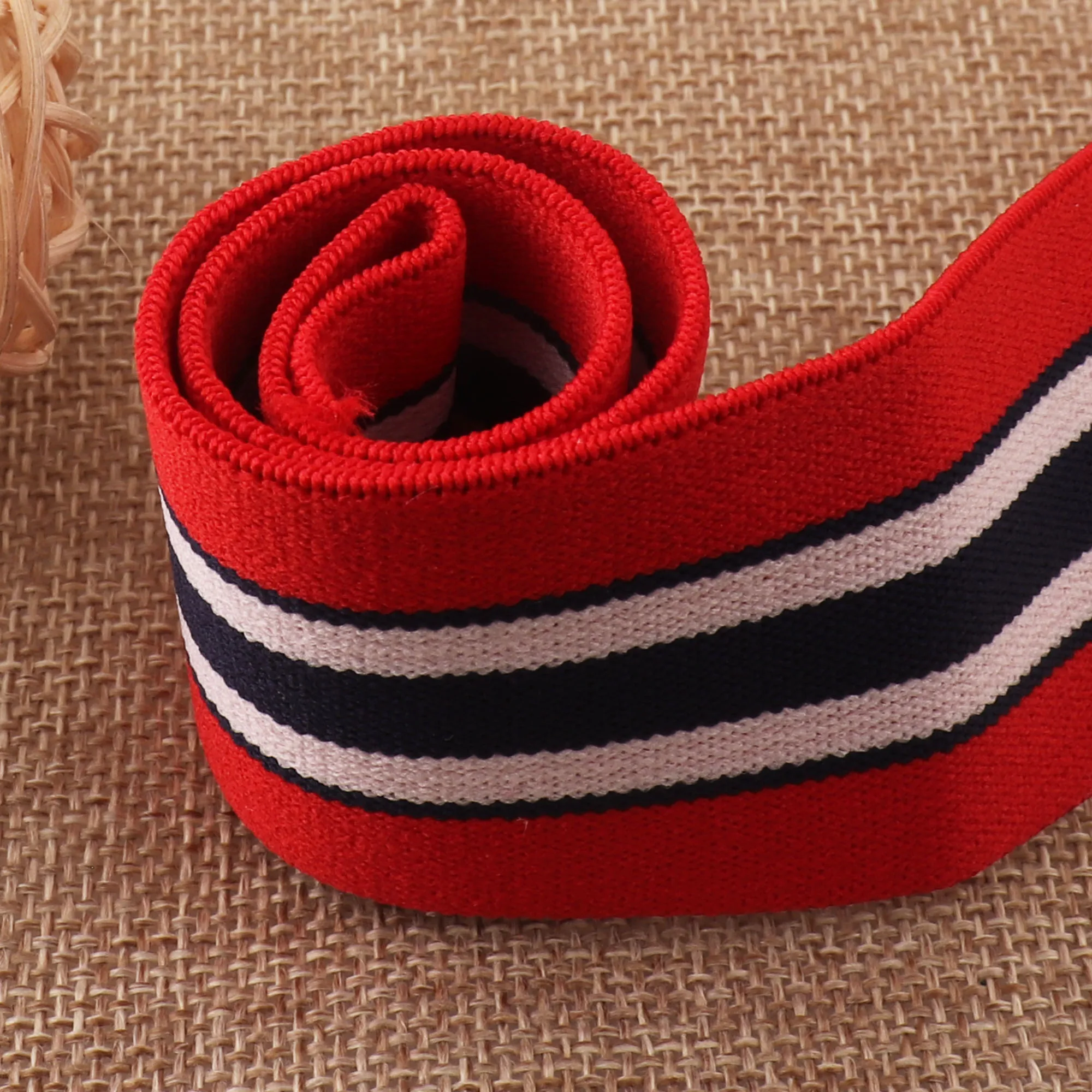 2 Yards Red White Blue Nylon Elastic Webbing Ribbon Strap Band Waistband Sewing By the Yard Garment Accessories