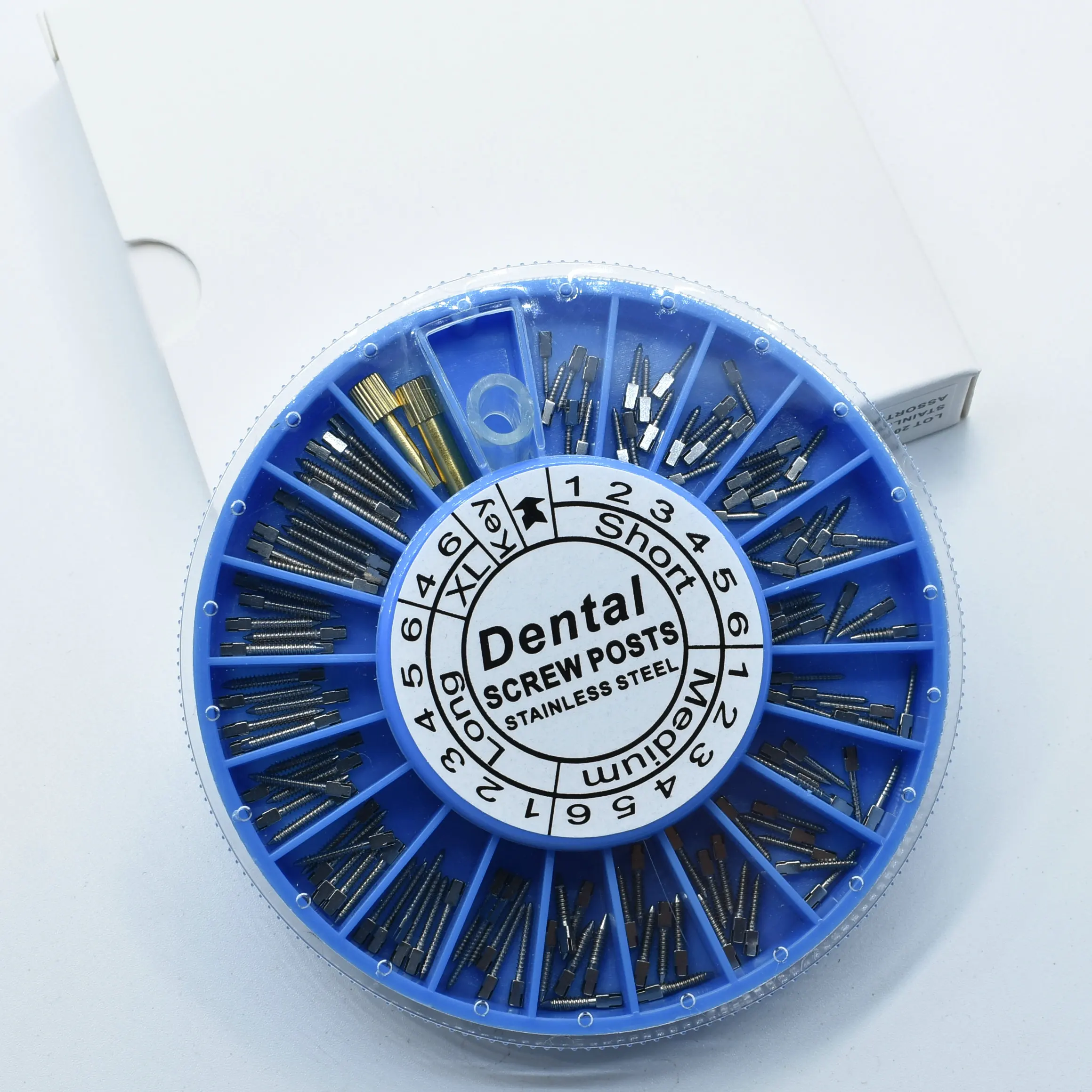 Dental Instrument Stainless Steel Golden Plasted Titanium Screw Post 120pcs&2Key For Dentist Supplies Dental Materials