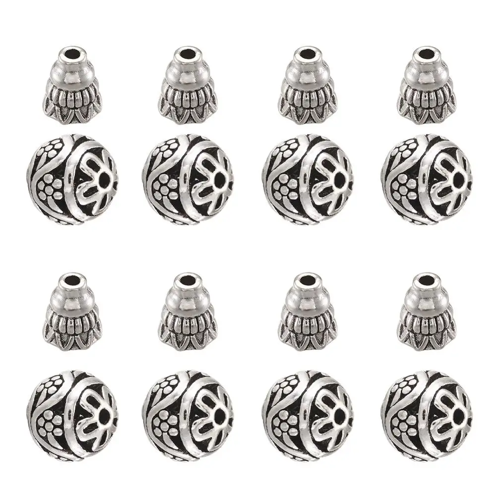 10 Set Antique Tibetan Style Alloy Guru Bead Sets With 3-Hole Round Beads 11mm for jewelry making DIY Bracelet Accessories