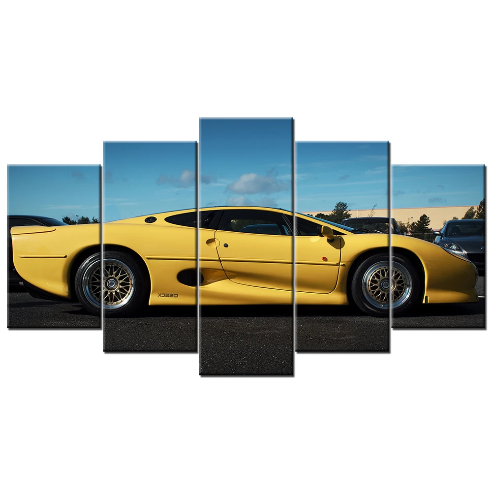 5 Pieces Canvas Wall Art Jaguar XJ220 Super Car Paintings HD Printed Posters Modular Pictures